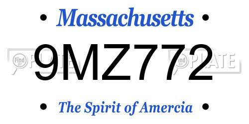 9MZ772 Massachusetts License Plate