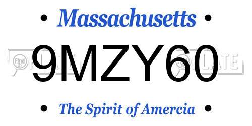 9MZY60 Massachusetts License Plate