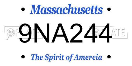 9NA244 Massachusetts License Plate