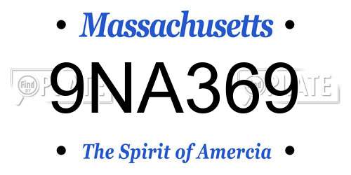 9NA369 Massachusetts License Plate