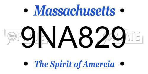9NA829 Massachusetts License Plate