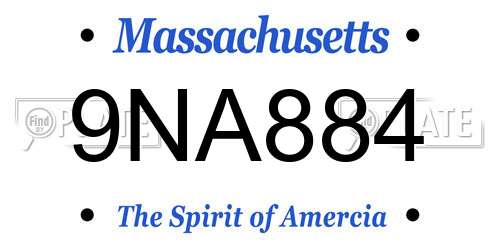 9NA884 Massachusetts License Plate