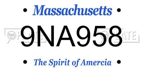 9NA958 Massachusetts License Plate