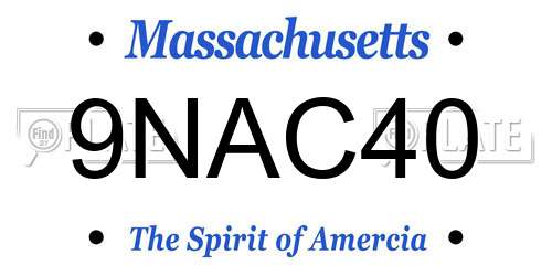 9NAC40 Massachusetts License Plate