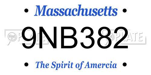 9NB382 Massachusetts License Plate