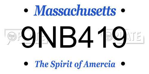 9NB419 Massachusetts License Plate
