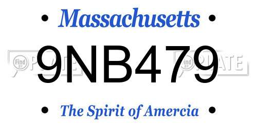9NB479 Massachusetts License Plate