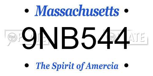 9NB544 Massachusetts License Plate