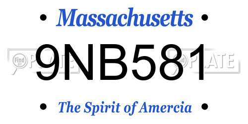 9NB581 Massachusetts License Plate