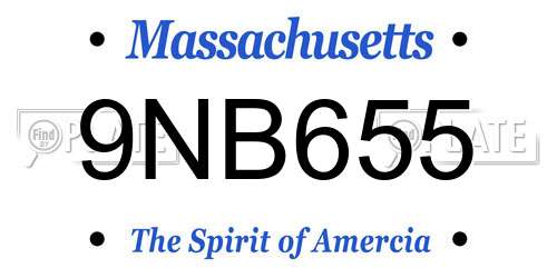 9NB655 Massachusetts License Plate