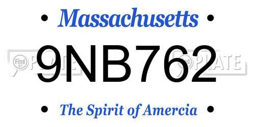 9NB762 Massachusetts License Plate