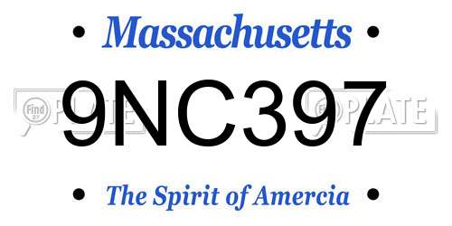 9NC397 Massachusetts License Plate