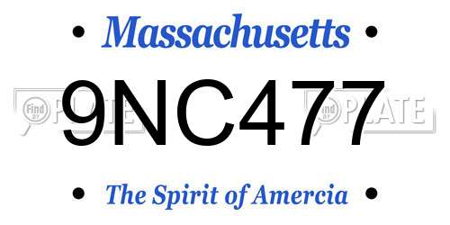 9NC477 Massachusetts License Plate