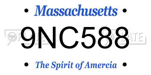 9NC588 Massachusetts License Plate