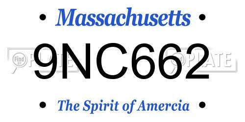 9NC662 Massachusetts License Plate