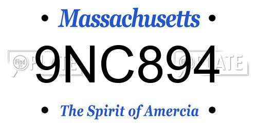 9NC894 Massachusetts License Plate