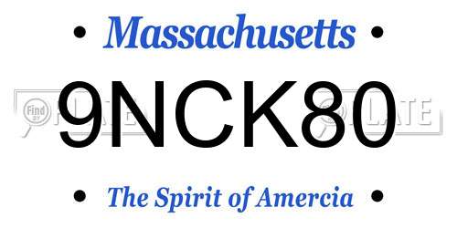 9NCK80 Massachusetts License Plate