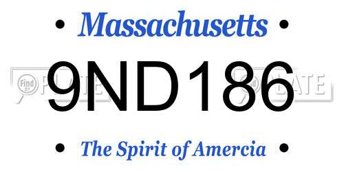 9ND186 Massachusetts License Plate