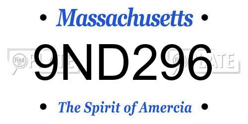 9ND296 Massachusetts License Plate