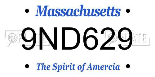 9ND629 Massachusetts License Plate