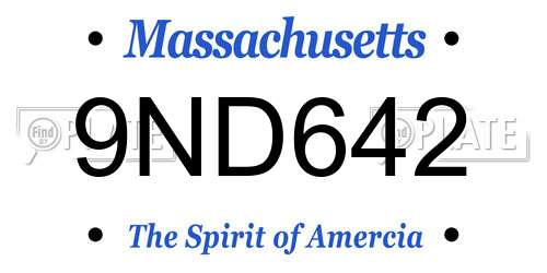 9ND642 Massachusetts License Plate