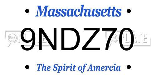 9NDZ70 Massachusetts License Plate