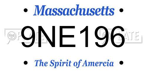 9NE196 Massachusetts License Plate