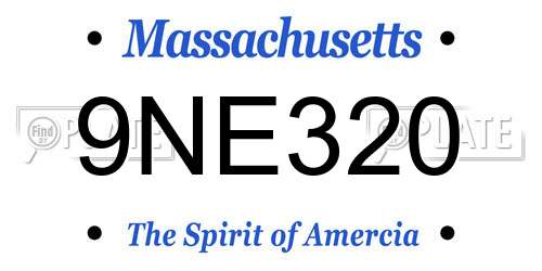9NE320 Massachusetts License Plate
