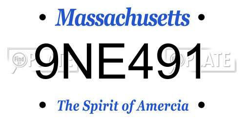 9NE491 Massachusetts License Plate
