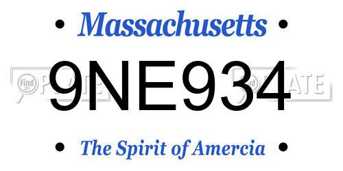 9NE934 Massachusetts License Plate