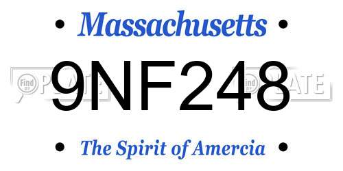 9NF248 Massachusetts License Plate