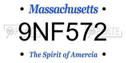9NF572 Massachusetts License Plate