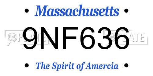 9NF636 Massachusetts License Plate