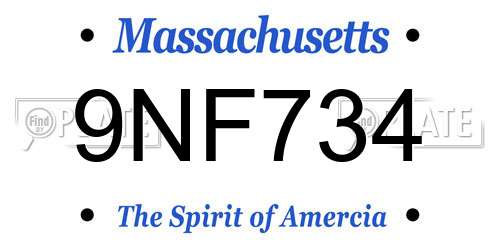9NF734 Massachusetts License Plate