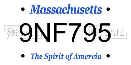 9NF795 Massachusetts License Plate