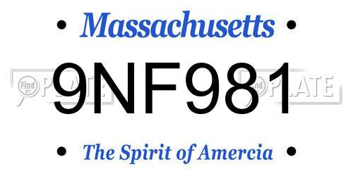 9NF981 Massachusetts License Plate