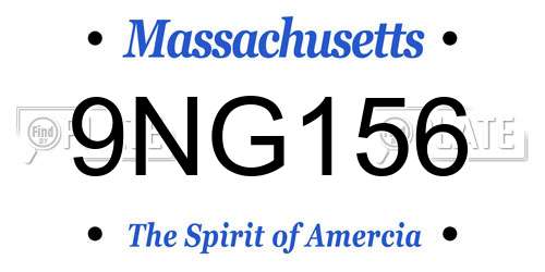 9NG156 Massachusetts License Plate
