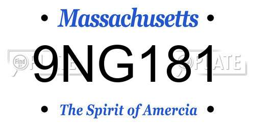 9NG181 Massachusetts License Plate