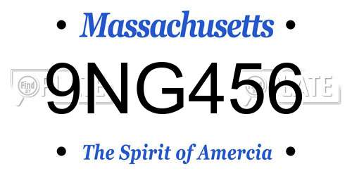 9NG456 Massachusetts License Plate