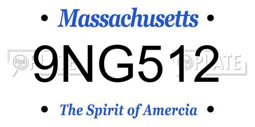9NG512 Massachusetts License Plate