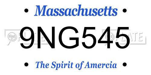 9NG545 Massachusetts License Plate