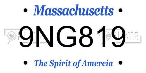 9NG819 Massachusetts License Plate