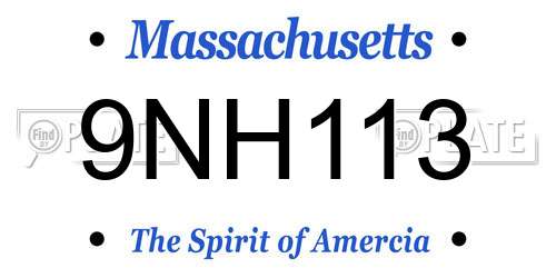 9NH113 Massachusetts License Plate