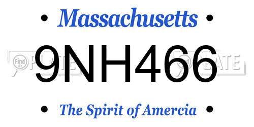 9NH466 Massachusetts License Plate