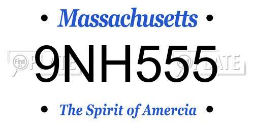 9NH555 Massachusetts License Plate