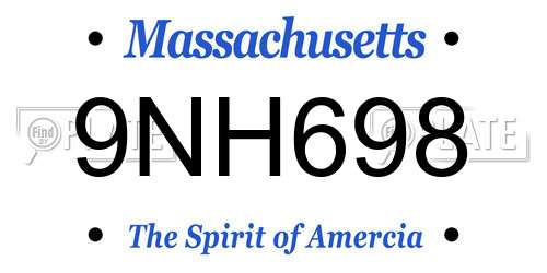 9NH698 Massachusetts License Plate