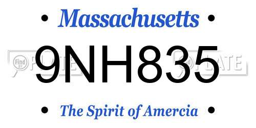 9NH835 Massachusetts License Plate