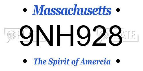 9NH928 Massachusetts License Plate