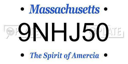 9NHJ50 Massachusetts License Plate