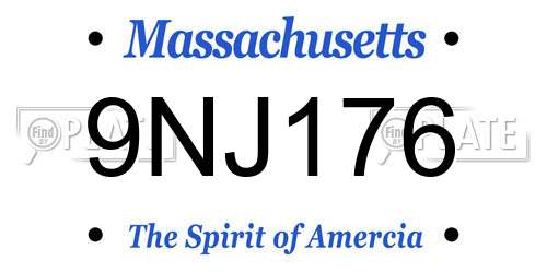 9NJ176 Massachusetts License Plate
